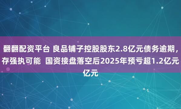 翻翻配资平台 良品铺子控股股东2.8亿元债务逾期，存强执可能  国资接盘落空后2025年预亏超1.2亿元